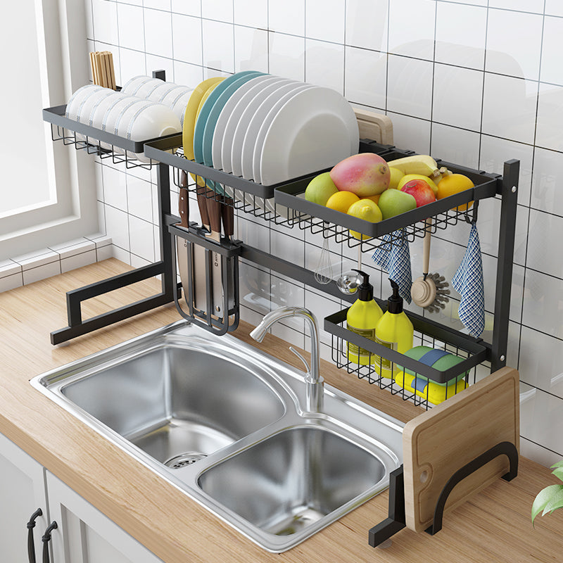 Two-Tier Stainless Steel Sink Drain Rack – Kitchen Shelf & Dish Organizer