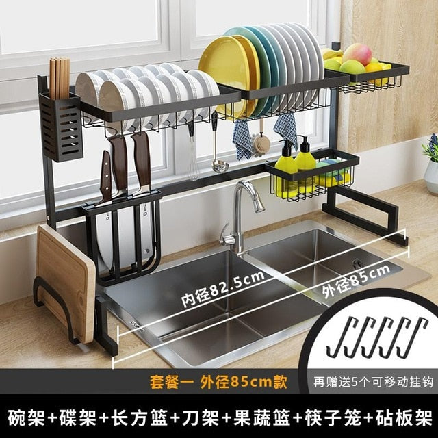 Two-Tier Stainless Steel Sink Drain Rack – Kitchen Shelf & Dish Organizer